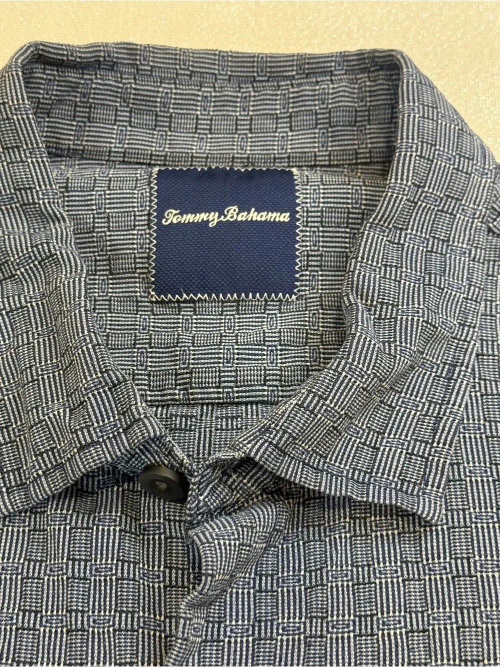 Tommy Bahama Blue Geometric Short-Sleeve Button-Down Mens Shirt Size XXL